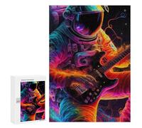 300 PCS Jigsaw Puzzles for Adults Teenagerss Astronaut Guitarist in Space Puzzles for Adults Hands-on Game Precision Cutting Parent-child Interaction 300 PCS