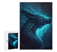 300 PCS Jigsaw Puzzles for Adults Teenagerss Blue Dragon's Thunder Teenagers Puzzles Family Game Staycation Kill Time Parent-child Interaction 300 PCS