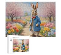 300 PCS Jigsaw Puzzles for Adults Teenagerss Easter Bunny in Garden Puzzles for Adults Hands-on Game Precision Cutting Parent-child Interaction 300 PCS