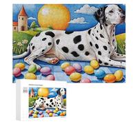 300 PCS Jigsaw Puzzles for Adults Teenagerss Easter Dalmatian Egg Hunt Puzzles for Adults Hands-on Game Precision Cutting Parent-child Interaction 300 PCS