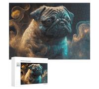 300 PCS Jigsaw Puzzles for Adults Teenagerss Fantasy Pug in Mystic Light Puzzles for Adults Hands-on Game Precision Cutting Parent-child Interaction 300 PCS