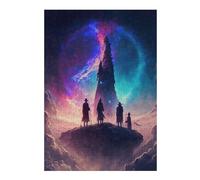 300 PCS Jigsaw Puzzles for Adults Teenagerss Four Figures Gazing at Cosmic Tower Jigsaw Puzzle DIY Toys Perfect Decoration Parent-child Interaction 300 PCS