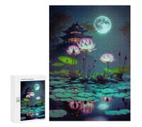 300 PCS Jigsaw Puzzles for Adults Teenagerss Lanterns, Lotus Flowers, And Moonlit Night Puzzles for Adults Hands-on Game Precision Cutting Parent-child Interaction 300 PCS