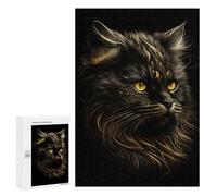 300 PCS Jigsaw Puzzles for Adults Teenagerss Persian Cats Black Gold Jigsaw Hands-on Game Hand Speed Race Unique Gifts for Birthday And Christmas 300 PCS