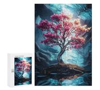 300 PCS Jigsaw Puzzles for Adults Teenagerss Pink Tree in Blue Cave Jigsaw Hands-on Game Hand Speed Race Unique Gifts for Birthday And Christmas 300 PCS