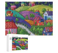 300 PCS Jigsaw Puzzles for Adults Teenagerss Whimsical Village Night Scene Wall Mural Puzzles for Adults Hands-on Game Precision Cutting Parent-child Interaction 300 PCS