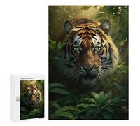 300 PCS Jigsaw Puzzles for Adults The Tiger in Rain Forest Jigsaw for Adults Relax Games Hand Speed Race for Is Ideal As A Gift 300 PCS