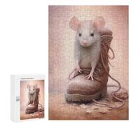 300 PCS Jigsaw Puzzles for Adults Tiny Mouse Hiking Boot Jigsaw for Adults Brain Teaser Game Birthday Present Difficult And Challenge 300 PCS