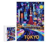 300 PCS Jigsaw Puzzles for Adults Tokyo Neon Glow - Colorful Geometric Cityscape Jigsaws for Adults DIY Toys Analysis And Logic Unique Gifts for Birthday And Christmas 300 PCS