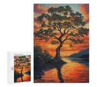 300 PCS Jigsaw Puzzles for Adults Tree by Sunset in Autumn Jigsaw for Adults Brain Teaser Game Birthday Present Difficult And Challenge 300 PCS