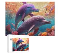 300 PCS Jigsaw Puzzles for Adults Underwater Paradise with Dolphins Teenagers Puzzles Hands-on Game Improve Memory Parent-child Interaction 300 PCS