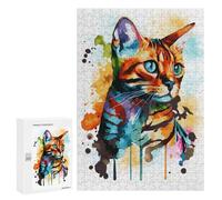 300 PCS Jigsaw Puzzles for Adults Watercolor Bengal Cat Puzzles for Adults Fun Games Precision Cutting Birthday And Unique Gifts 300 PCS
