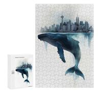 300 PCS Jigsaw Puzzles for Adults Whale And Cityscape Puzzle for Adults Anti-Stress Toys A Work of Art Difficult And Challenge 300 PCS