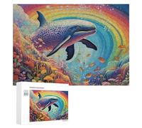 300 PCS Jigsaw Puzzles for Adults Whale Rainbow Underwater Paradise Jigsaw for Adults Family Games Presents for Women Parent-child Interaction 300 PCS