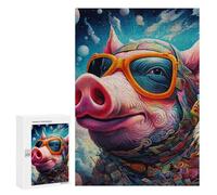 300 PCS Jigsaw Puzzles for Adults Whimsical Pig Portrait Jigsaw for Adults Family Games Presents for Women Parent-child Interaction 300 PCS