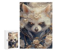 300 PCS Jigsaw Puzzles for Adults White Raccoon with Flowers Jigsaws for Adults DIY Toys Analysis And Logic Unique Gifts for Birthday And Christmas 300 PCS