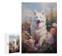 300 PCS Jigsaw Puzzles for Adults White Swiss Shepherd Dog Puzzles for Adults Fun Games Precision Cutting Birthday And Unique Gifts 300 PCS