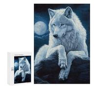 300 PCS Jigsaw Puzzles for Adults White Wolf Under Moonlight Puzzle for Adults DIY Toys Precision Cutting Unique Gifts for Birthday And Christmas 300 PCS