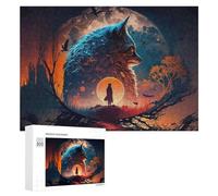 300 PCS Jigsaw Puzzles for Adults Wolf Silhouette Against Moonlit Sky Jigsaw for Adults Relax Games For Family Fun for Is Ideal As A Gift 300 PCS