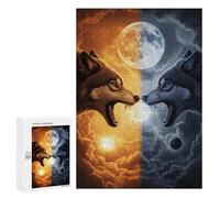 300 PCS Jigsaw Puzzles for Adults Yin And Yang Wolves Puzzles for Adults Fun Games Precision Cutting Birthday And Unique Gifts 300 PCS