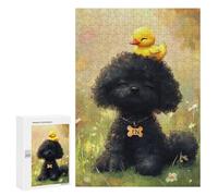 300 PCS Jigsaw Puzzles for Teenagers Adorable Poodle with Yellow Duck Jigsaw Puzzles for Adults Improve Memory Difficult And Challenge Brainteaser Family Games 300 PCS
