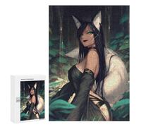 300 PCS Jigsaw Puzzles for Teenagers Anime Fox Girl Forest Artwork Adult Jigsaw Puzzles Pattern Assembly Help The Brain Exercise Challenging Game Toys 300 PCS