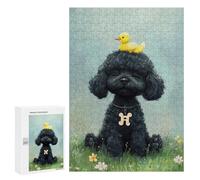 300 PCS Jigsaw Puzzles for Teenagers Black Poodle with Yellow Duck -3 Jigsaw Puzzles for Adults Improve Memory Difficult And Challenge Brainteaser Family Games 300 PCS
