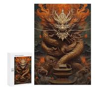 300 PCS Jigsaw Puzzles for Teenagers Chinese Dragon Pagoda Artwork Puzzles for Teenagers Precision Cutting Help The Brain Exercise Stress Reduction Gifts 300 PCS