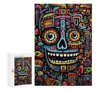 300 PCS Jigsaw Puzzles for Teenagers Colorful Aztec Mask Artwork Adult Jigsaw Puzzles Pattern Assembly Help The Brain Exercise Challenging Game Toys 300 PCS