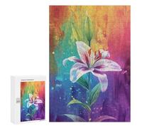 300 PCS Jigsaw Puzzles for Teenagers Colorful Lily Painting Adult Jigsaw Puzzles Pattern Assembly Help The Brain Exercise Challenging Game Toys 300 PCS