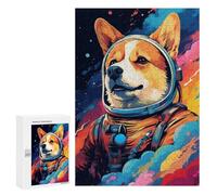 300 PCS Jigsaw Puzzles for Teenagers Corgi Astronaut in Space -29 Adult Jigsaw Puzzles Pattern Assembly Help The Brain Exercise Challenging Game Toys 300 PCS
