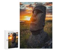 300 PCS Jigsaw Puzzles for Teenagers Easter Island Statue Sunset Jigsaw Puzzles for Adults Improve Memory Difficult And Challenge Brainteaser Family Games 300 PCS