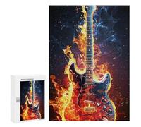 300 PCS Jigsaw Puzzles for Teenagers Electric Guitar with Fire Effect Puzzles for Teenagers Precision Cutting Help The Brain Exercise Stress Reduction Gifts 300 PCS