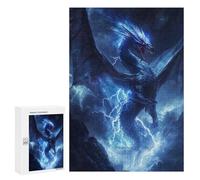 300 PCS Jigsaw Puzzles for Teenagers Electric Storm Dragon Artwork Jigsaw Puzzles for Adults Improve Memory Difficult And Challenge Brainteaser Family Games 300 PCS
