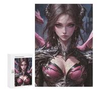300 PCS Jigsaw Puzzles for Teenagers Fantasy Dragon Armor Woman Adult Jigsaw Puzzles Pattern Assembly Help The Brain Exercise Challenging Game Toys 300 PCS
