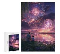 300 PCS Jigsaw Puzzles for Teenagers Fireworks Over The River Puzzles for Teenagers Precision Cutting Help The Brain Exercise Stress Reduction Gifts 300 PCS