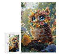 300 PCS Jigsaw Puzzles for Teenagers Floral Crowned Owl Artwork Jigsaw Puzzles for Adults Improve Memory Difficult And Challenge Brainteaser Family Games 300 PCS