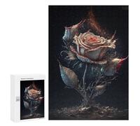 300 PCS Jigsaw Puzzles for Teenagers Glowing Rose Fantasy Artwork Adult Jigsaw Puzzles Pattern Assembly Help The Brain Exercise Challenging Game Toys 300 PCS
