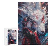 300 PCS Jigsaw Puzzles for Teenagers Japanese Fox Spirit Artwork Adult Jigsaw Puzzles Pattern Assembly Help The Brain Exercise Challenging Game Toys 300 PCS