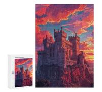 300 PCS Jigsaw Puzzles for Teenagers Medieval Castle Sunset-4 Adult Jigsaw Puzzles Pattern Assembly Help The Brain Exercise Challenging Game Toys 300 PCS