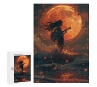 300 PCS Jigsaw Puzzles for Teenagers Moonlit Ocean Guitarist Puzzles for Teenagers Precision Cutting Help The Brain Exercise Stress Reduction Gifts 300 PCS