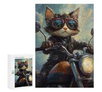 300 PCS Jigsaw Puzzles for Teenagers Motorcycle Cat Adventure Puzzles for Teenagers Precision Cutting Help The Brain Exercise Stress Reduction Gifts 300 PCS