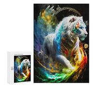 300 PCS Jigsaw Puzzles for Teenagers Rainbow Tiger Fantasy Art Print Adult Jigsaw Puzzles Pattern Assembly Help The Brain Exercise Challenging Game Toys 300 PCS