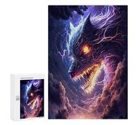 300 PCS Jigsaw Puzzles for Teenagers Thunder Dragon Artwork Adult Jigsaw Puzzles Pattern Assembly Help The Brain Exercise Challenging Game Toys 300 PCS