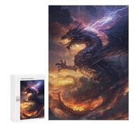 300 PCS Jigsaw Puzzles for Teenagers Thundering Dragon Storm Adult Jigsaw Puzzles Pattern Assembly Help The Brain Exercise Challenging Game Toys 300 PCS