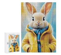 300 PCS Jigsaw Puzzles for Teenagers Winter Bunny Coat Set Adult Jigsaw Puzzles Pattern Assembly Help The Brain Exercise Challenging Game Toys 300 PCS