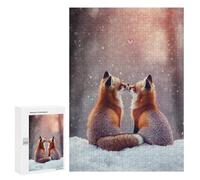 300 PCS Jigsaw Puzzles for Teenagers Winter Foxes in Love Adult Jigsaw Puzzles Pattern Assembly Help The Brain Exercise Challenging Game Toys 300 PCS