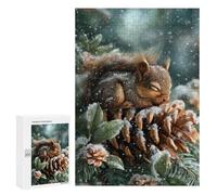300 PCS Jigsaw Puzzles for Teenagers Winter Squirrel Resting-1 Puzzles for Teenagers Precision Cutting Help The Brain Exercise Stress Reduction Gifts 300 PCS
