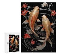 300 PCS Jigsaw Puzzles for Teenagerss Aesthetic Koi Fish Japan Puzzle For Teenagerss Difficult Challenge Educational Challenge Family Fun & Game Night 300 PCS
