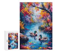 300 PCS Jigsaw Puzzles for Teenagerss Autumn Ducks by The Lake Adult Jigsaw Toy Wall Decor Precision Cutting Unique Birthday And Gifts 300 PCS